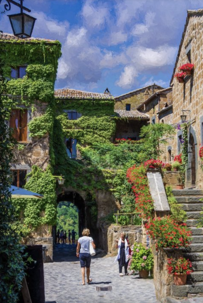 Interior view of Civita village with traditional architecture and charming streets